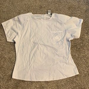 Light blue pinstripe blouse